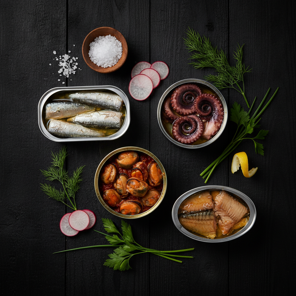 What is conservas — rows of Portuguese and Spanish tinned fish conservas